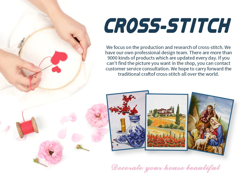 Joy Sunday Cross Stitch Kits DIY 11CT 14CT 16CT The Mysterious Magnolia HD Printed Embroidery Sets Home Wall Diaplay Decor Gifts