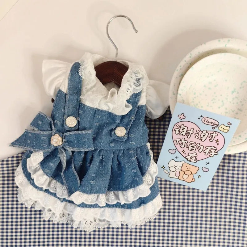 Fashion Denim Dog Dresses for Small Dogs Cats Cute Girl Dog Clothes Female Pet Dress Summer Puppy Outfits for Chihuahua
