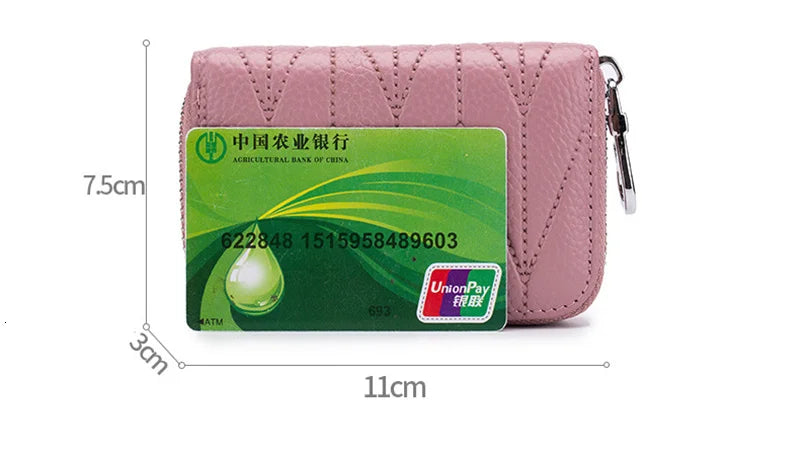 RFID Wallet for Women  Genuine Leather Female Travel Purse Zipper  Women's Wallet 36 Card Holder мини кошелек жен