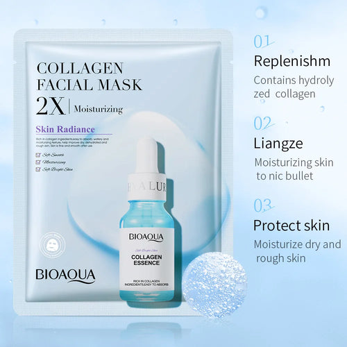 10pcs BIOAQUA Centella Collagen Face Mask Moisturizing Refreshing Sheet Masks Hyaluronic Acid Facial Mask Skin Care Products