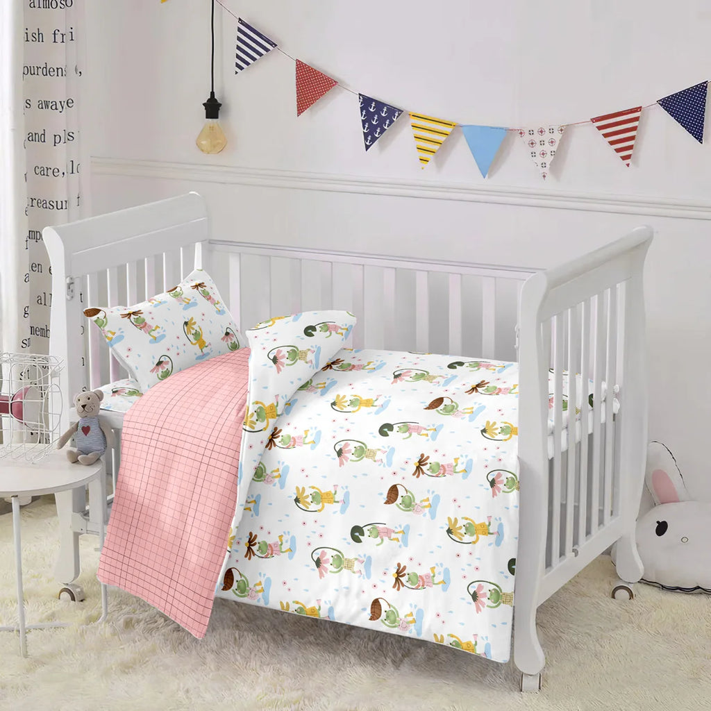 Cute Frog Grid Twill Cotton Fabric DIY Sewing Dress Patchwork Quilting Fat Quarters Material Tissus For Baby&Child Tecido Tilda