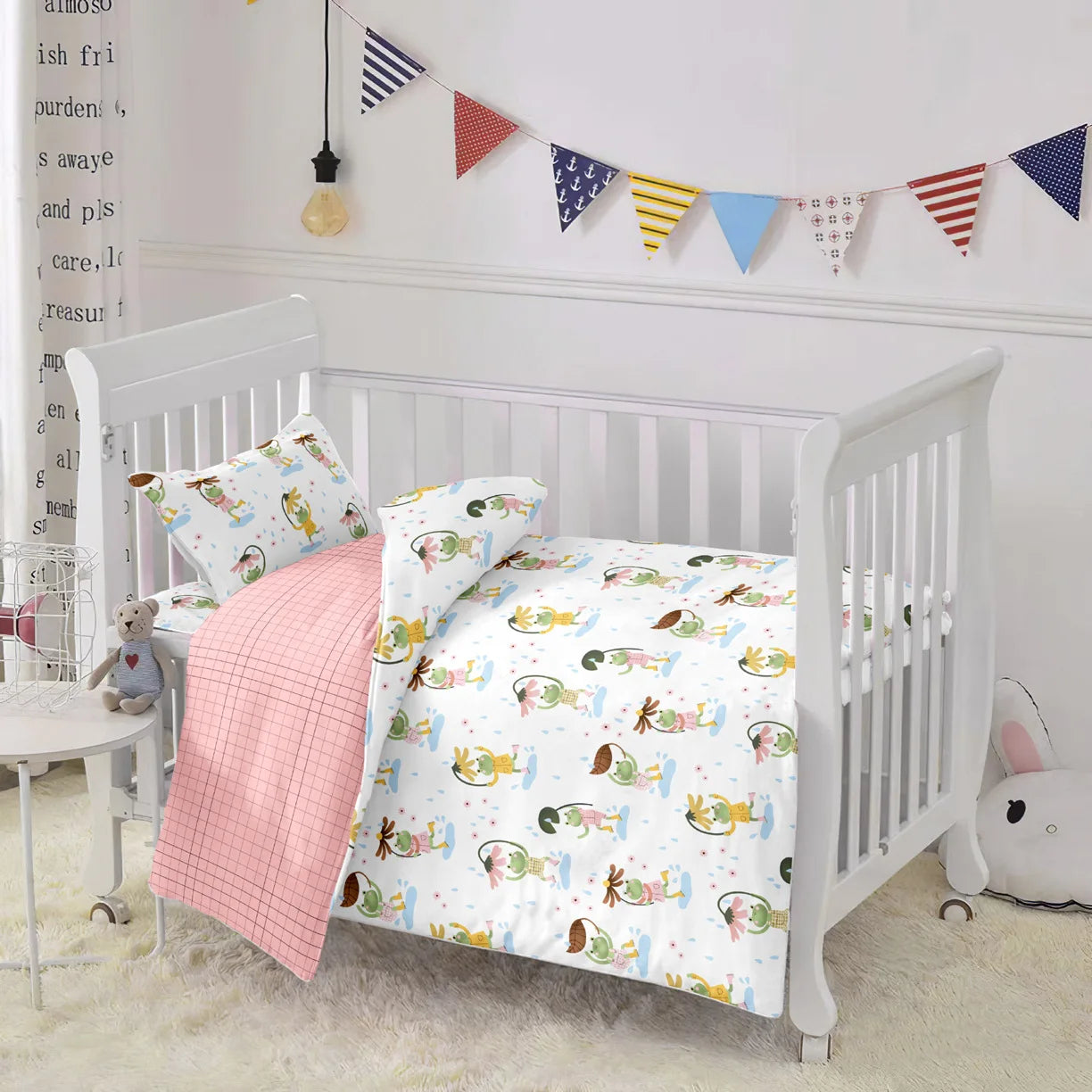 Cute Frog Grid Twill Cotton Fabric DIY Sewing Dress Patchwork Quilting Fat Quarters Material Tissus For Baby&Child Tecido Tilda