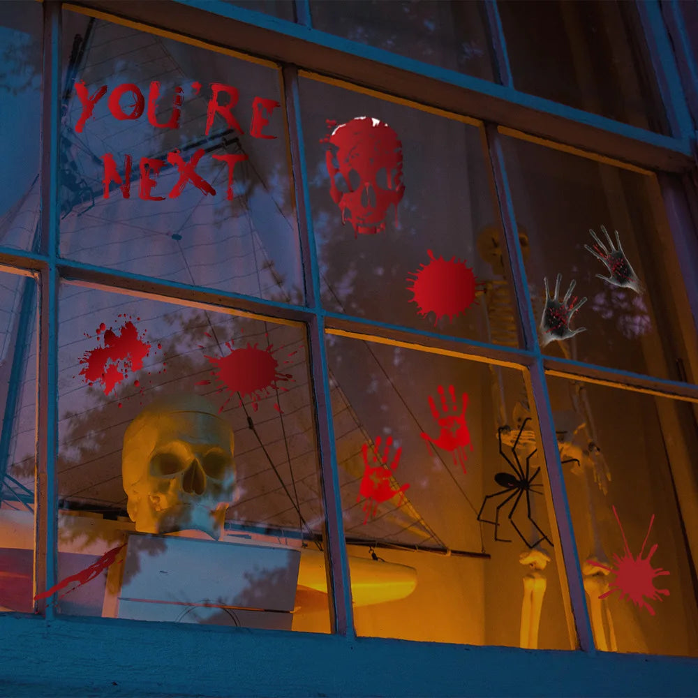 Bloody Handprint & Skull Halloween Stickers