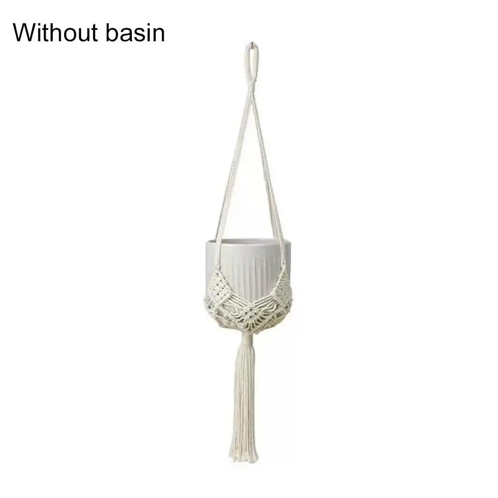 Macrame Plant Hanger Handmade Cotton Rope Hanging Basket Boho Style Planter Holder for Indoor & Outdoor Home Decor