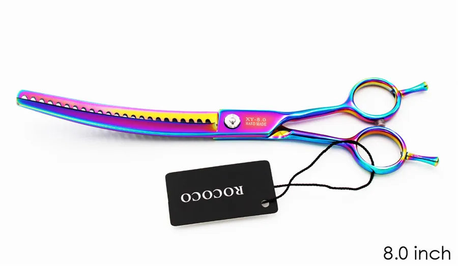 Professional 8 inch 7 inch 6.5" High Quality Pet Dog Grooming Scissors Curved Shark Thinning Shears Cat Dog Barber Scissors