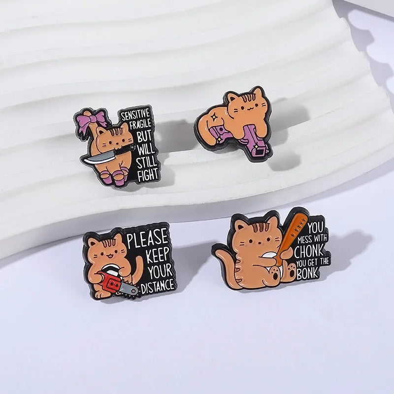 Creative Opossum Raccoon Cat Duck Pet Dog Enamel Pins Creative It's Fine I'm Fine Brooch Cute Penguin Turtle Sheep Pins Jewelry