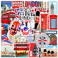 50Pcs Classic British Style London Bus Wall PVC Decorative Stickers Scrapbooking Stick Label Diary Stationery Album Sticker