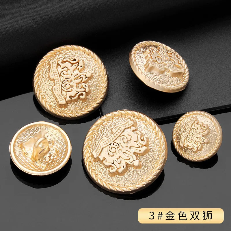 Vintage Gold Black Round Metal Shank Buttons for Diy Craft Handmade Clothing Coat Suit Sweater Scrapbooking Sewing Supplies