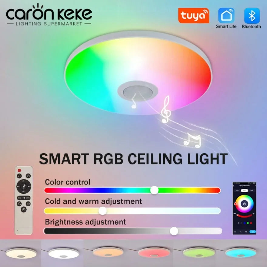 Tuya Smart Audio Ceiling Light APP Remote Control RGB Ambient Lamp Living Room Bedroom Home Decor LED Music Ceiling Lights