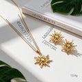 1Set Retro French Glossy Polished Stainless Steel Sunflower Pendant