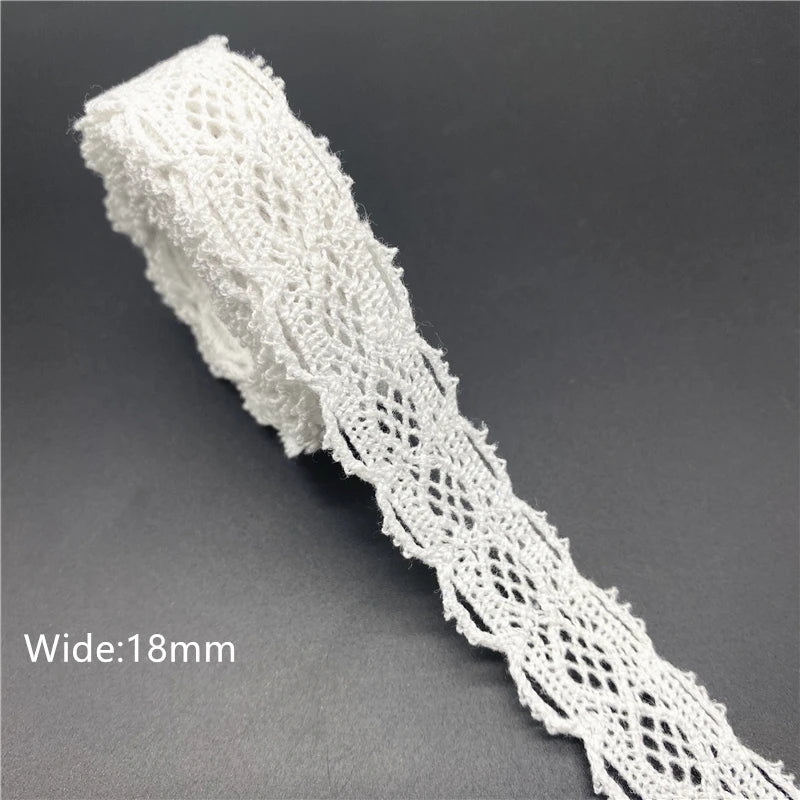 10mm-50mm 2yards White 100%Cotton Lace Ribbon For Apparel Sewing Fabric Trim Cotton Crocheted Lace Ribbon Handmade Accessories
