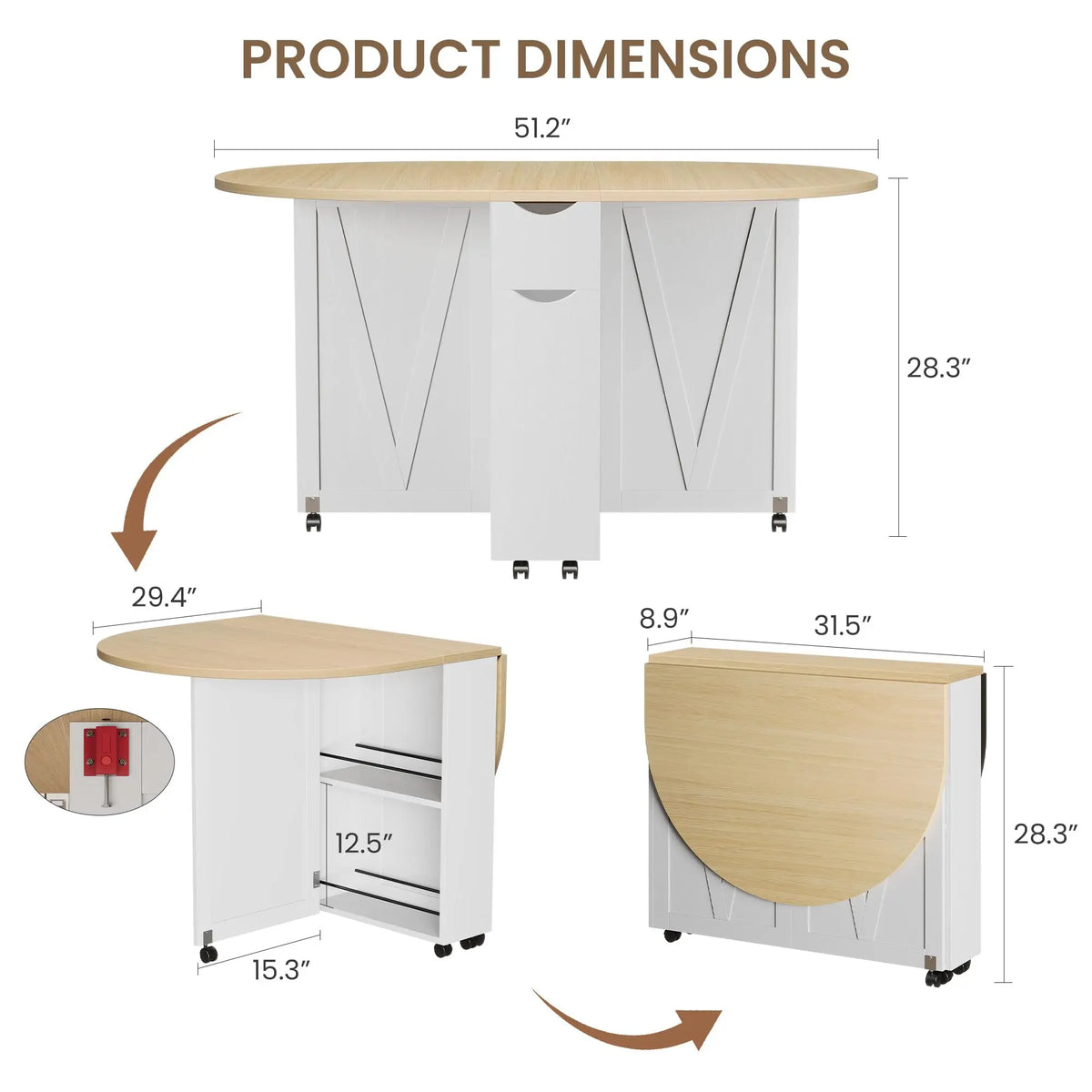 3-in-1 Folding Kitchen Table With Wine Rack