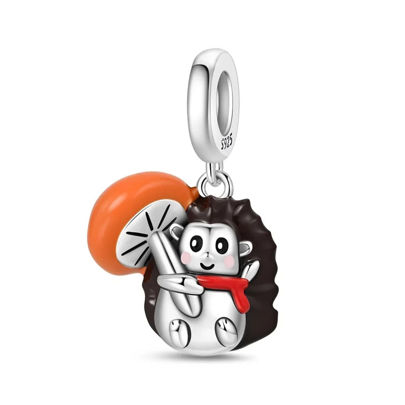 Cute Pet Series Capybara Couples Charms Eat Fruit Beads Fit DIY 925 Silver Bracelet Necklace Women Anniversary Jewelry Gift