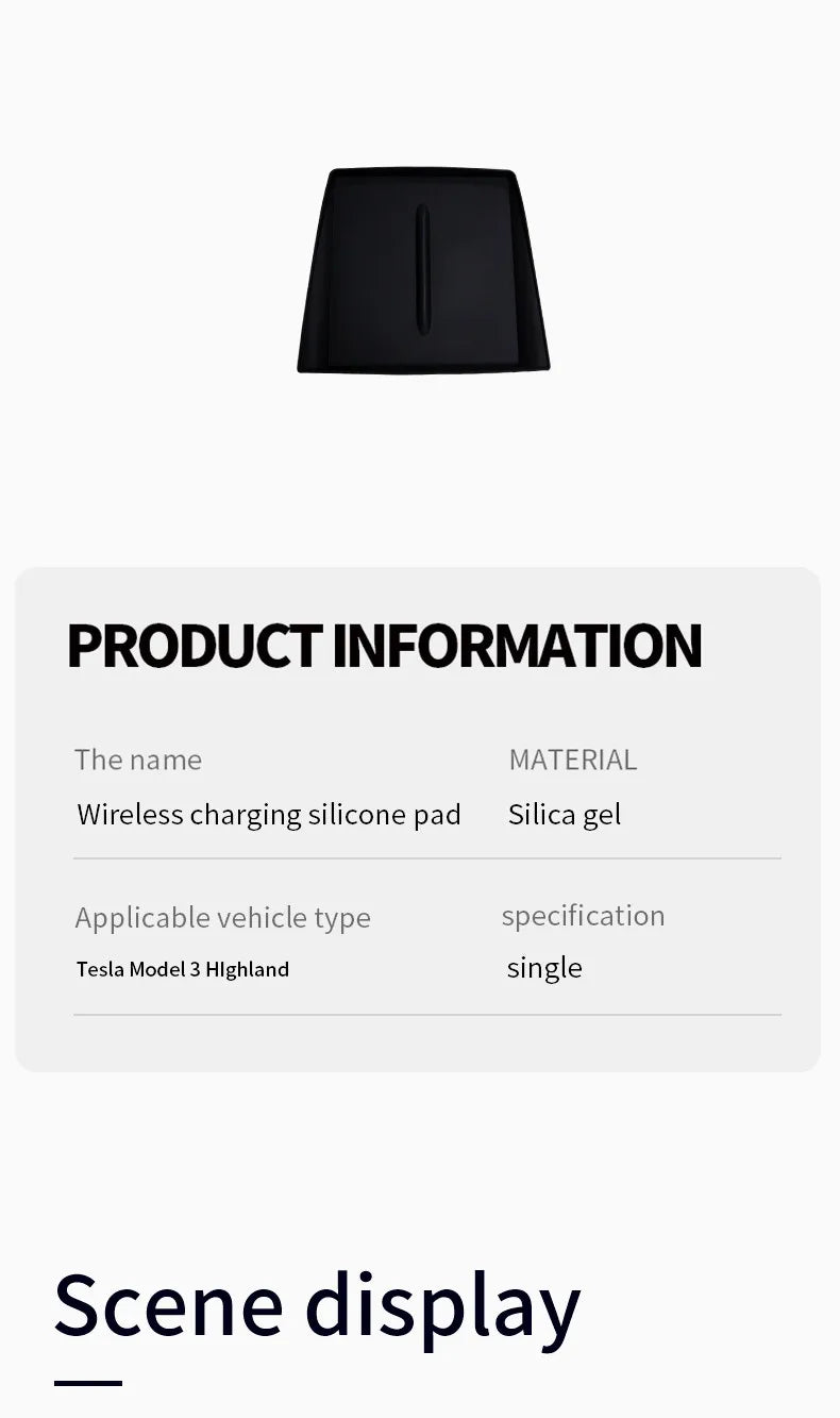 For Tesla Model 3 Highland 2024 Silicone Wireless Charger Pad Center Control Protector Non-slip Mat Car Interior Accessories