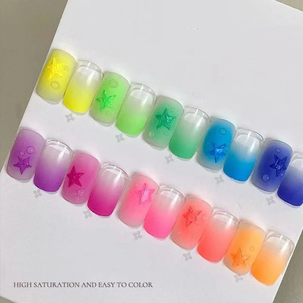 12-color Y2K fluorescent solid gel nail polish, permanently removable, UV/LED nail polish.