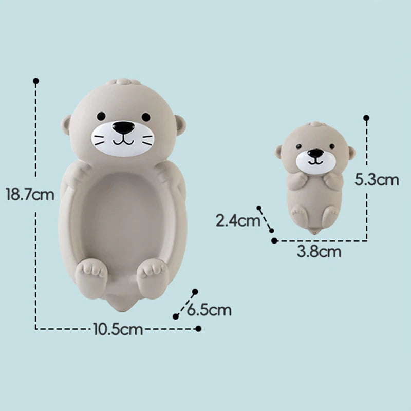 Otter Family Baby Bath Toy Set Silicone Kid Bathtub