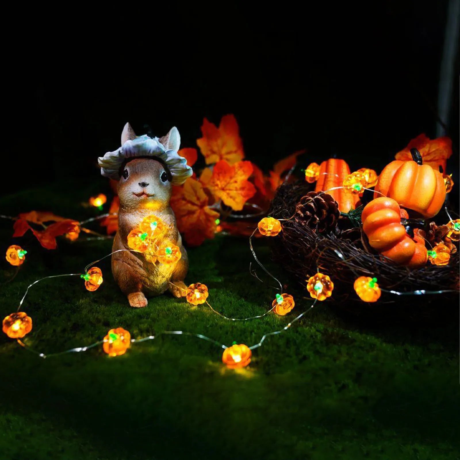 Pumpkin LED String Lights Portable 1M 10 Led Garland Happy Halloween Party Decoration for Home Bar Atmosphere Thanksgiving Decor