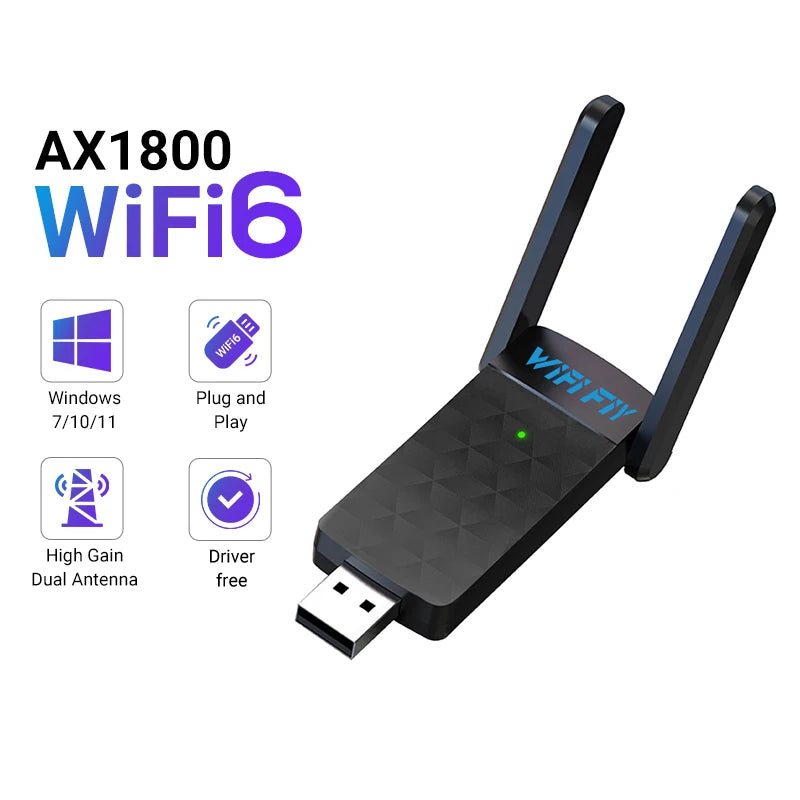 WiFi 6 USB3.0 Adapter 1800Mbps 5G/2.4GHz USB Wi-fi Dongle