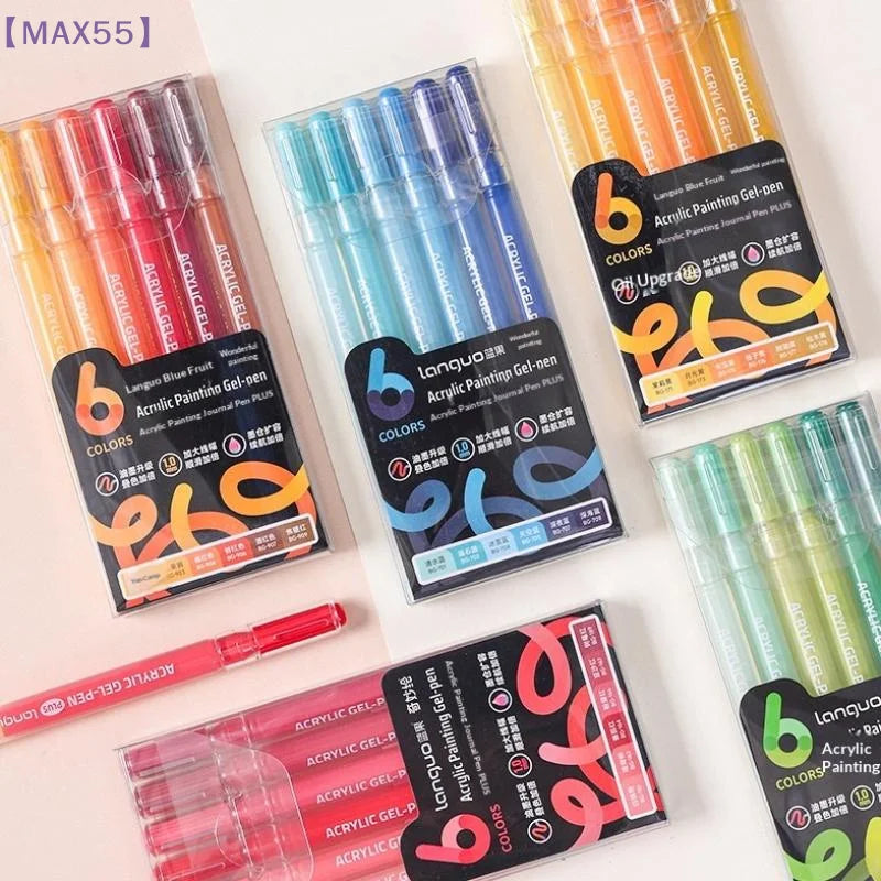 【MAX-55】1 Set Multi-Color Gel Pen Student Neutral Pen 6
