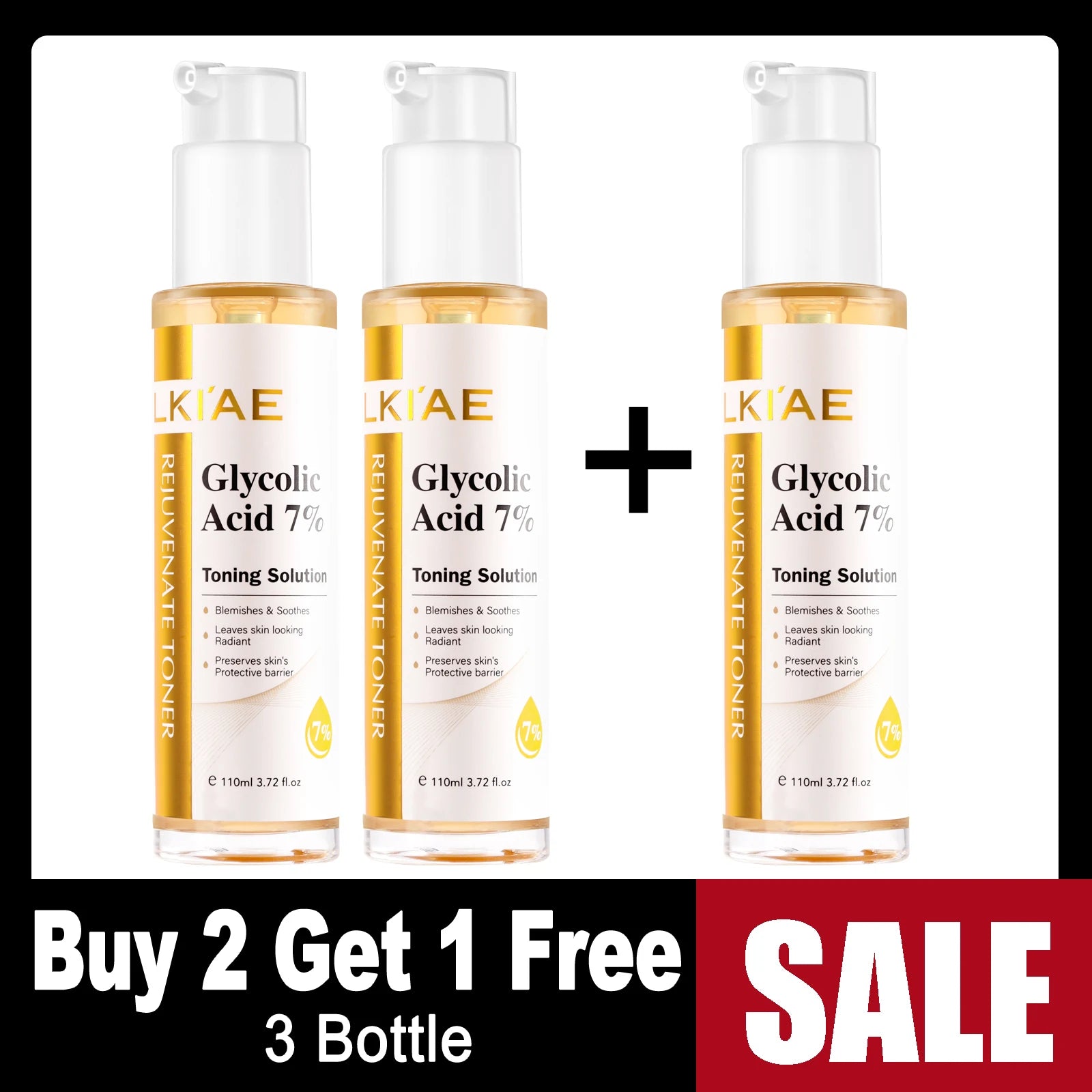 LKIAE Glycolic Acid Brightening Skin Care Set, Reduce Dark Spots, Unclog Pores, Clean Skin, Whitening Kit For All Skin Types