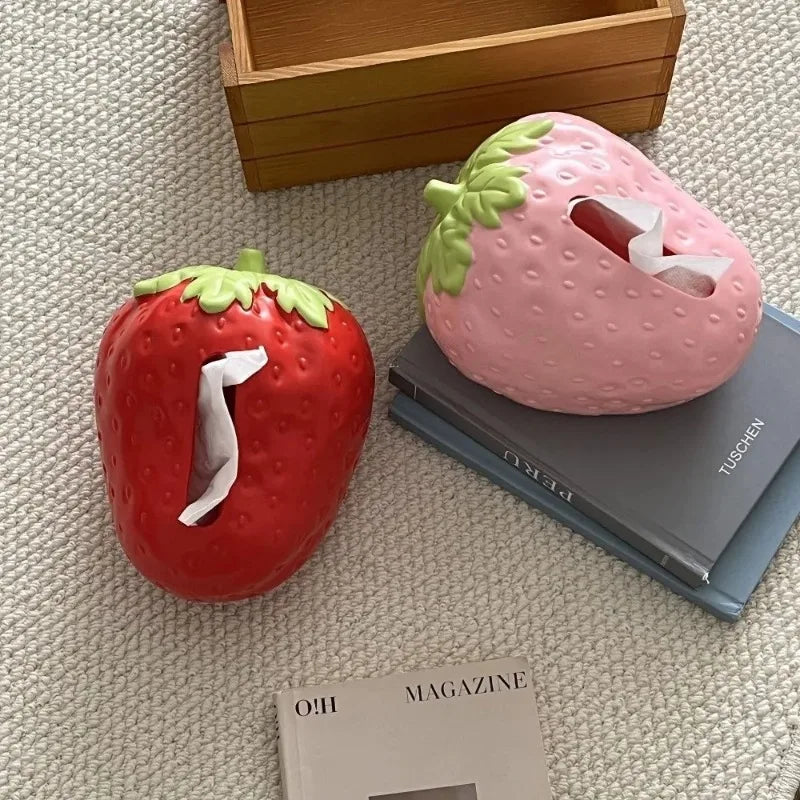 Creative Cute Strawberry Tissue Box Universal Napkins Box Plastics Paper Towel Case Bedside Table Large Capacity