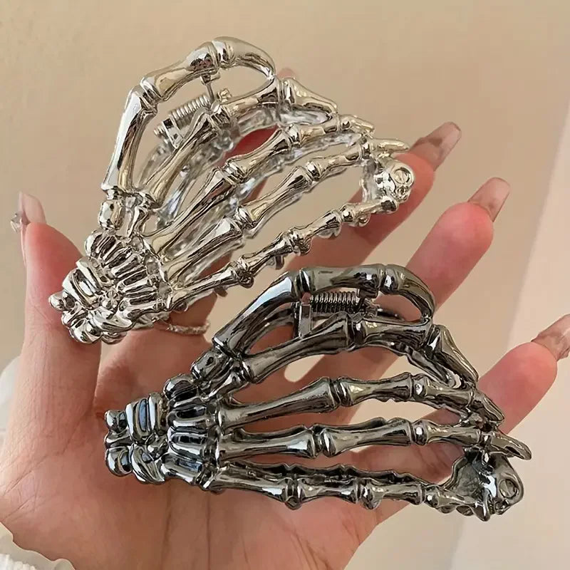 Retro Y2K Skull Shaped Hair Claw Clip - Solid Color Hair Claw Clip