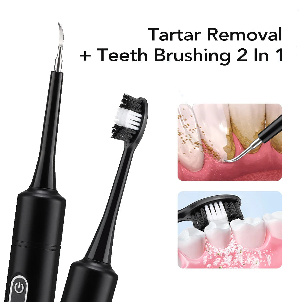 Electric Dental Scaler with Teeth Brush Head Calculus Tartar