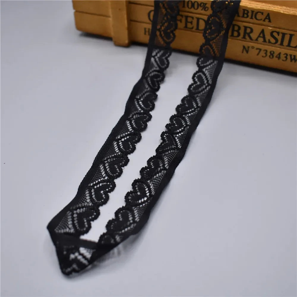elastic lace ribbon Tape 18mm wide Trims heart-shaped stretch lace For Sewing decoration african lace fabric