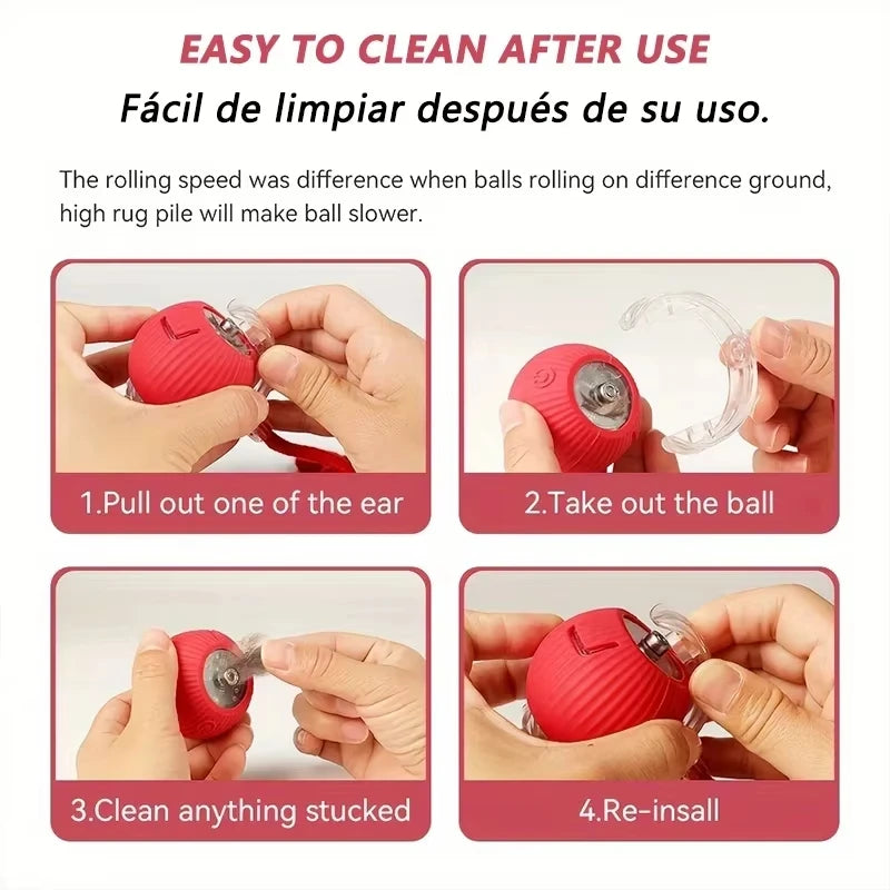 Dog Cat Interactive Ball Toy Automatic Rolling Ball Faux Tail Rechargeable Smart Pet Electric Toy Dog Cat Training Imitate Mouse