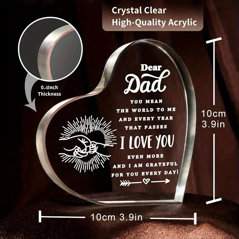 Engraved Dad Heart - Sentimental Paperweight Gift for All