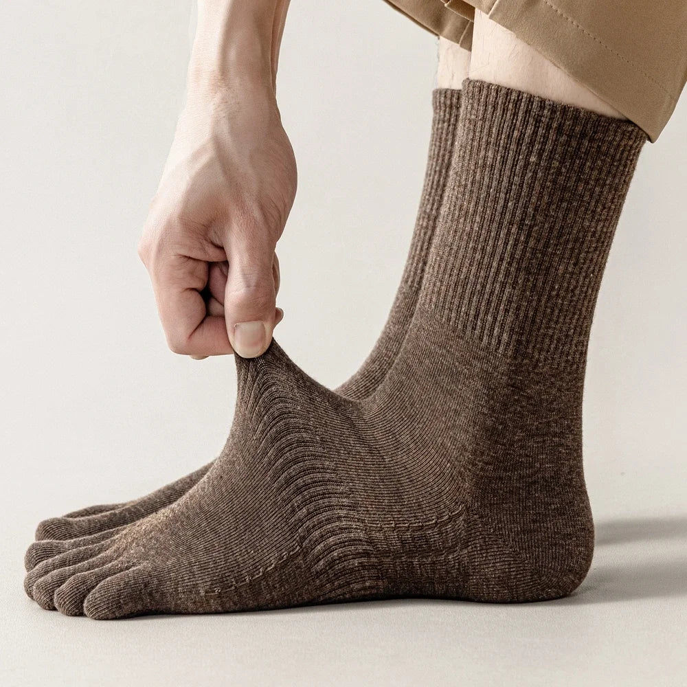 3 Pairs Five Finger Socks Men Anti-slip Sports Athletic Crew Socks Men High Quality Cotton Toe Socks Basketball Middle Tube