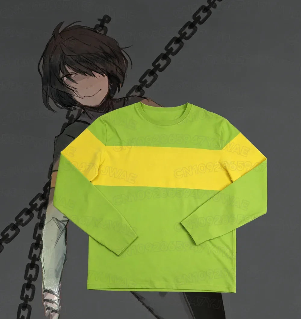 Men's Women's Deltarune Kris Cosplay Long Sleeve Fashion Green