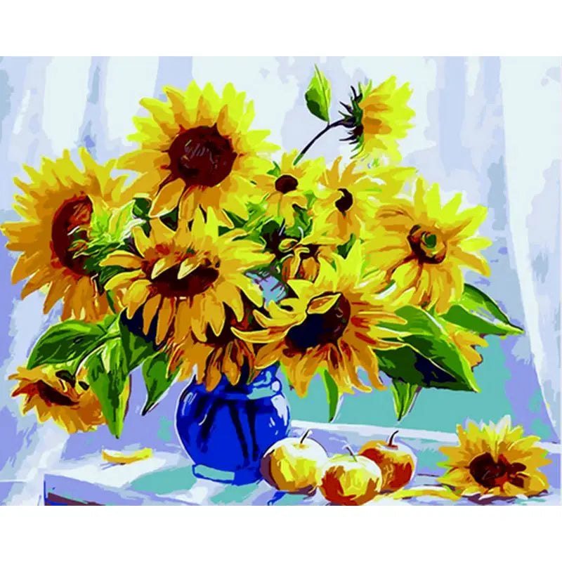 GATYZTORY DIY Frame Painting By Numbers Kits Sunflowers Abstract Modern Home Wall Art Picture Flowers Paint By Numbers