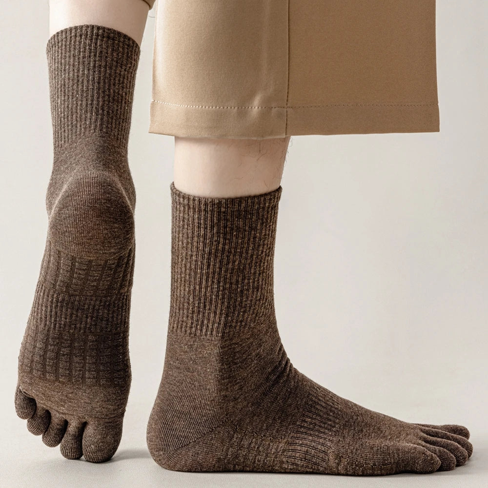 3 Pairs Five Finger Socks Men Anti-slip Sports Athletic Crew Socks Men High Quality Cotton Toe Socks Basketball Middle Tube