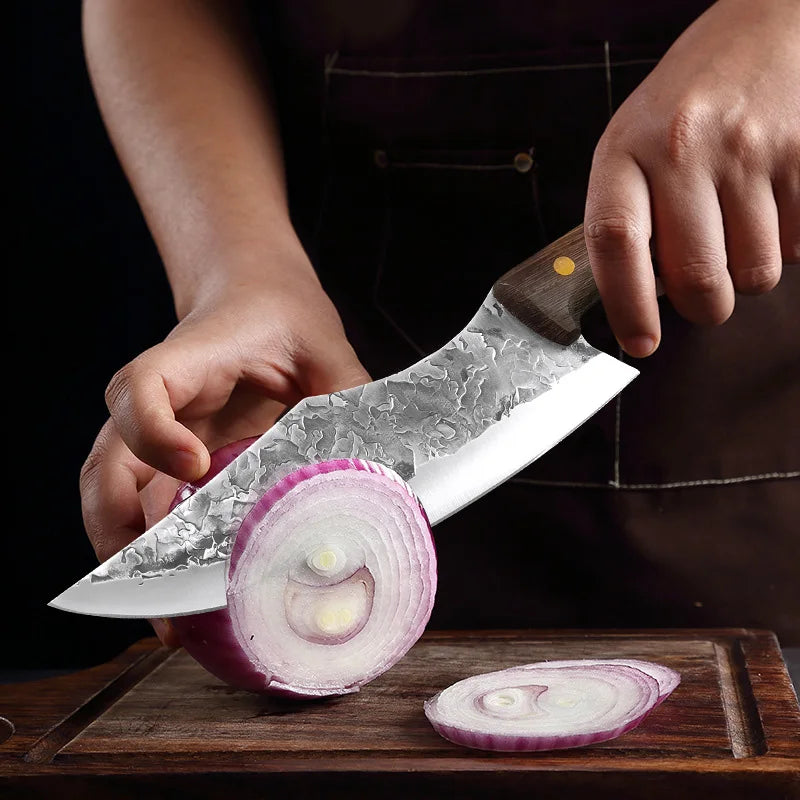 Hand Forge Blade Kitchen Knives Utility Chop Vegetables Cleaver Meat Boning Butcher Knife Wood Handle Chef Barbecue Cooking Tool