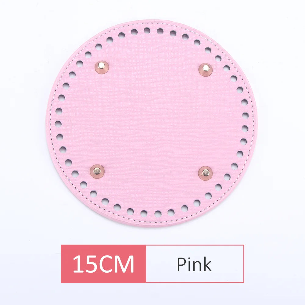 QJH 1 Pcs PU Leather Oval/Round Long Knitting Crochet Bags Bottom for Thick Yarn DIY Weaving Supplies Home Decor Purse Making