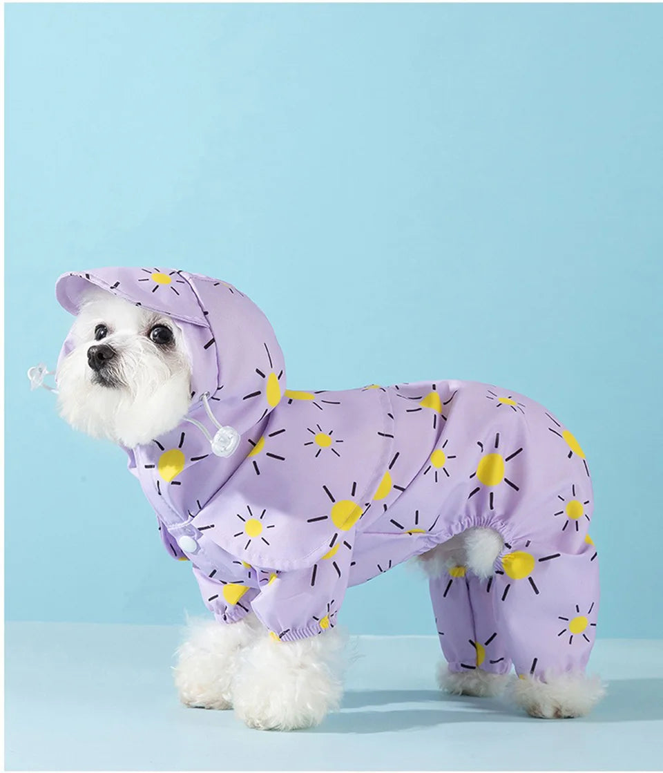 Waterproof Pet Hooded Rain Poncho Pet Puppy Dog Raincoat Colourful Sun Poncho Model Outdoor Walking Dog Rainy Shenqi