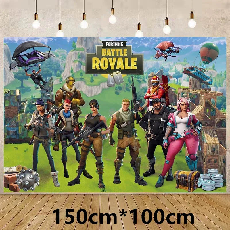 Fortnite Balloons Shooting Game Ballons Boy Girl Happy Birthday Banner Party Decoration Alpaca Llama Tableware Cake Topper Toy