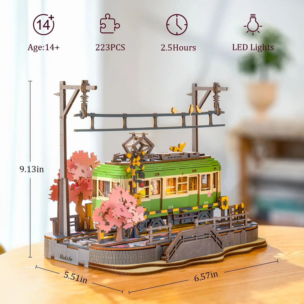 Rolife Wooden 3D Puzzle Sakura Journey Tram DIY Model