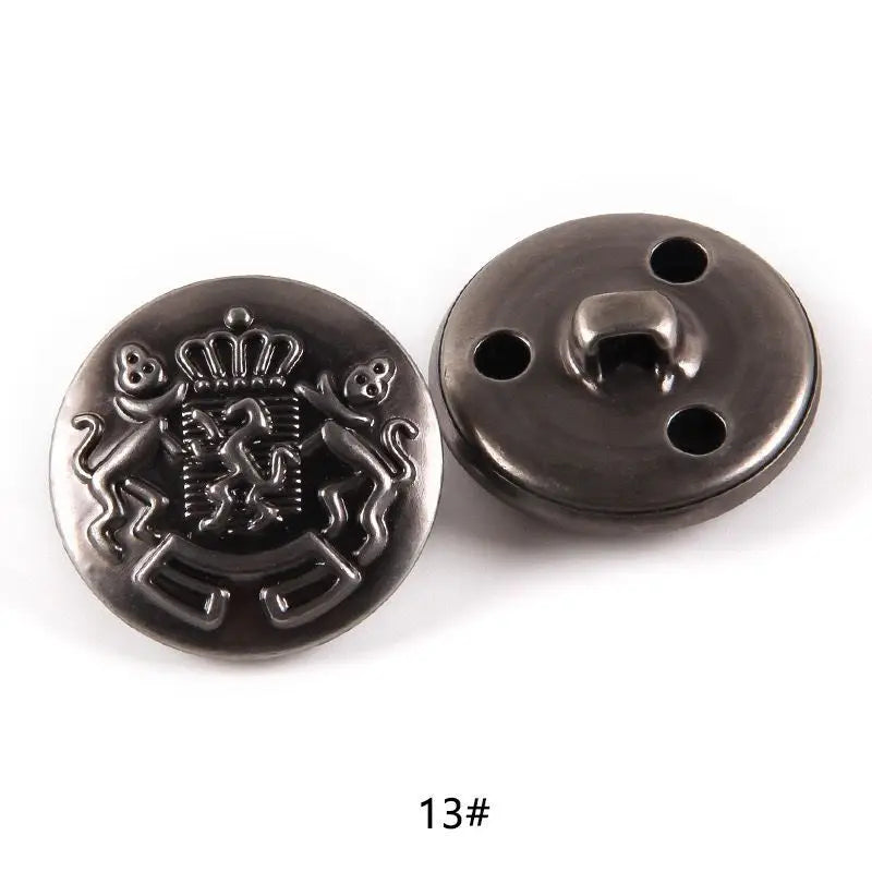 10pcs 15/20/25mm Metal Vintage Coat Suit Uniform Button Retro Copper Buttons Round Shank button DIY Sewing Ornaments