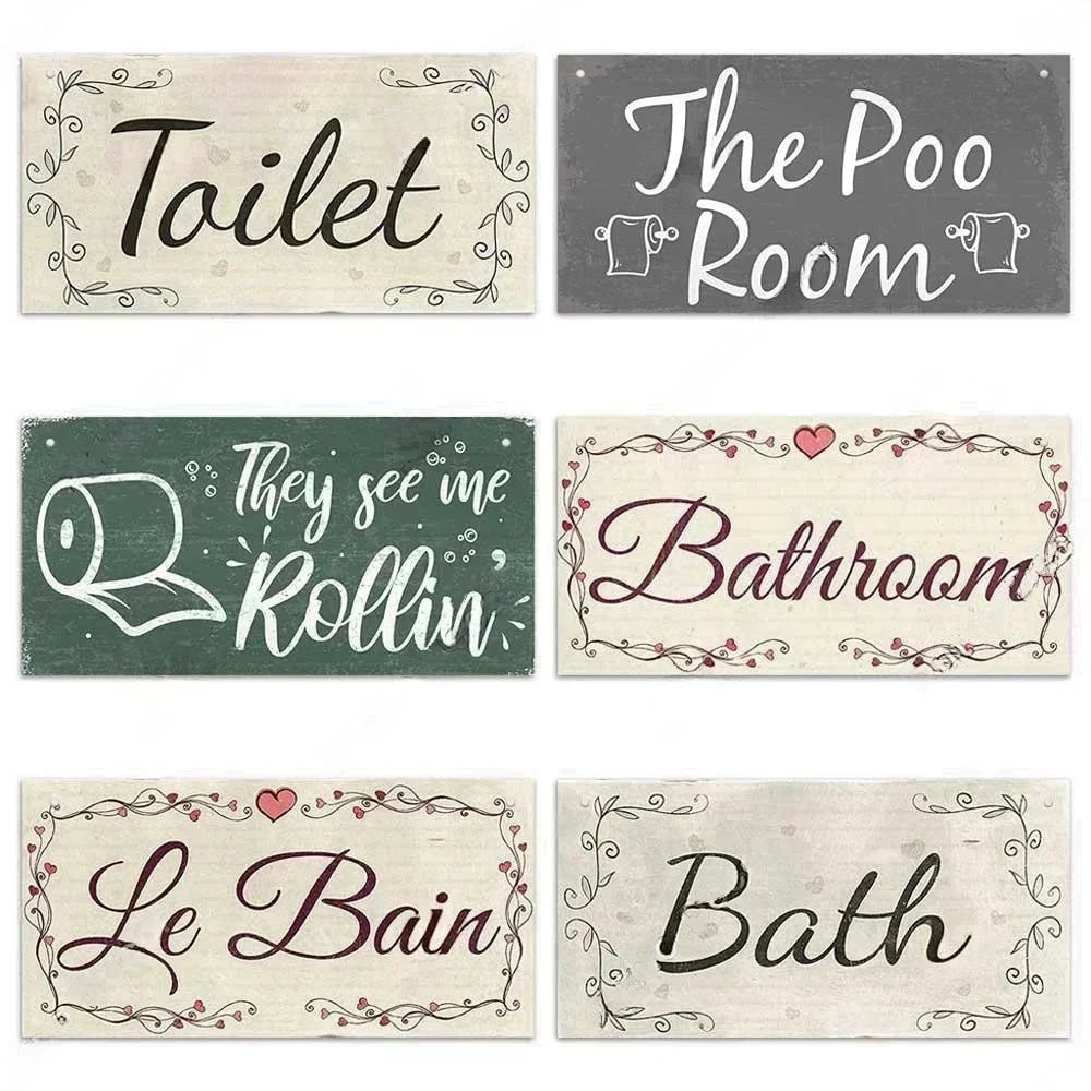 Home decor Toilet Signs Wooden Hanging Plaque Decorative Plaque for Toilet Door Hanging Sign Wood In Bar Pub Beach decor