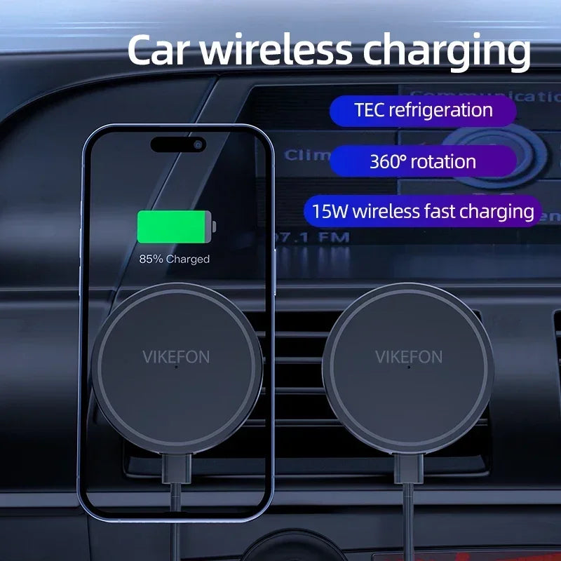 Magnetic Wireless Charger Air Vent in Car for Macsafe iPhone 12 13 14 15 16 Pro Max Magnet Phone Holder Fast Car Charging Stand