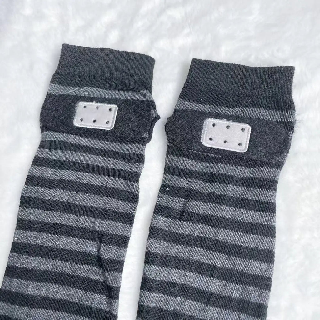 Y2K Gothic Lolita Gloves Arm Cover Harajuku Arm Warmers Black Grey