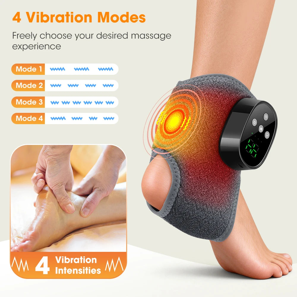 Electric Foot Massager Heated Vibration Cordless Ankle Wrap Portable