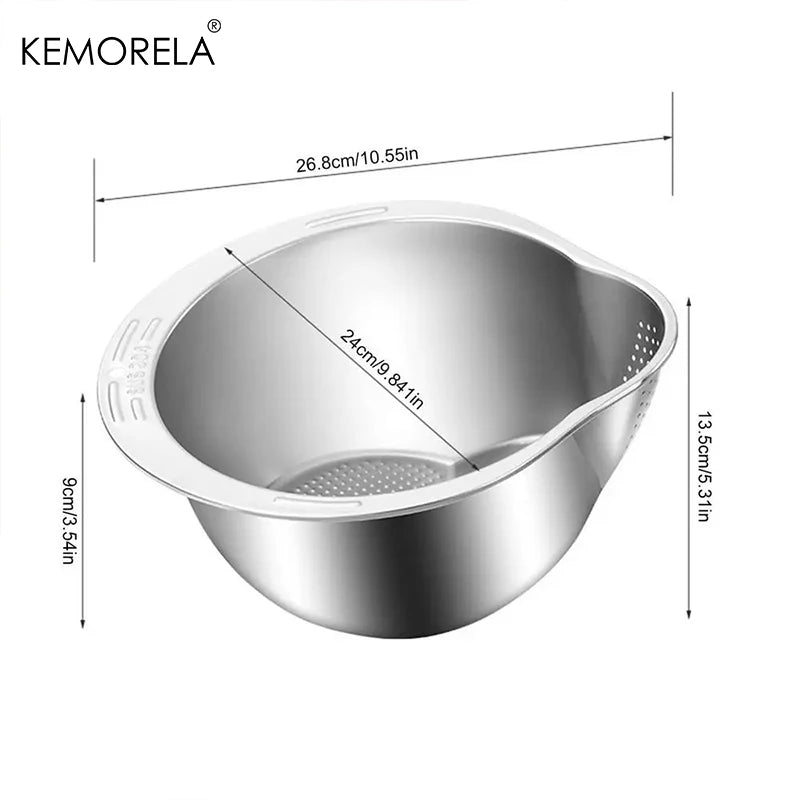 Rice Washer Strainer Bowl Stainless Steel 304 Rice Washing Bowl
