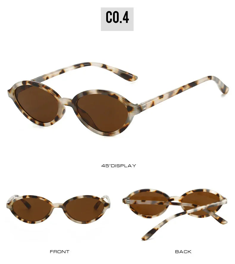 JNPCXI Fashion Small Oval Sunglasses Women Retro Punk Gradient Green Black Shades UV400
