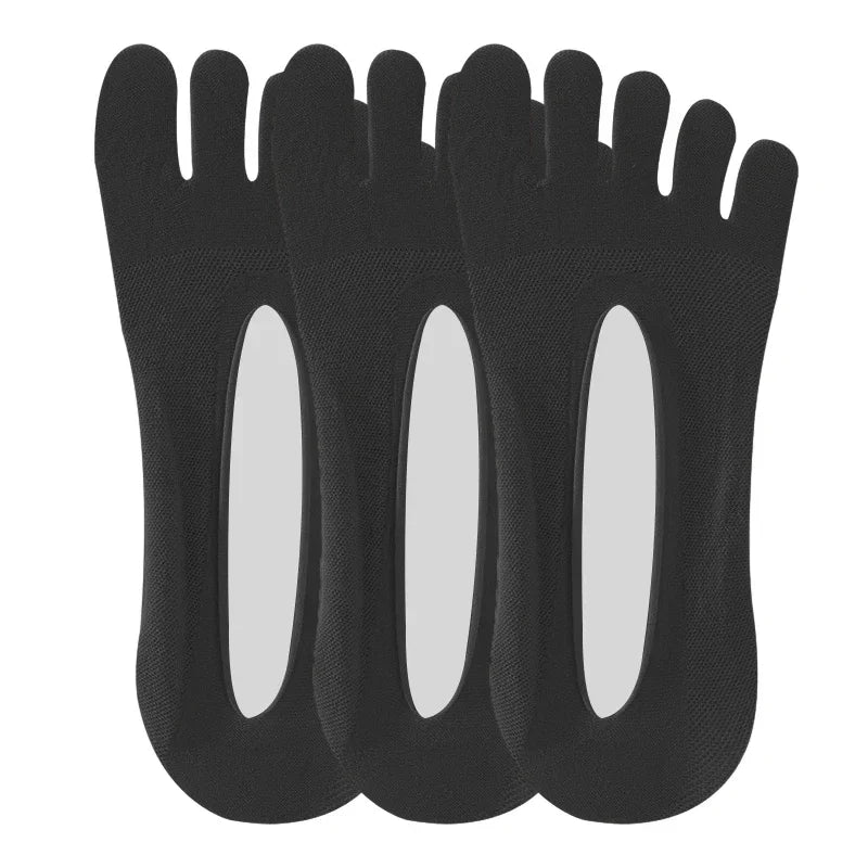 3 Pairs/Lot Five Finger Summer Invisible Toe Cotton Thin Solid Soft Shallow Mouth Breathable Deodorant No Show Woman's Socks