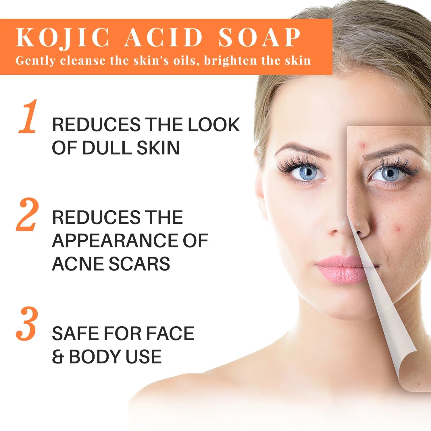 Kojic Acid Glow Soap Facial Deep Cleaning Even Skin Tone Skin Lightening Soap Oil Control Moisturizing Skin Care Soap for Men