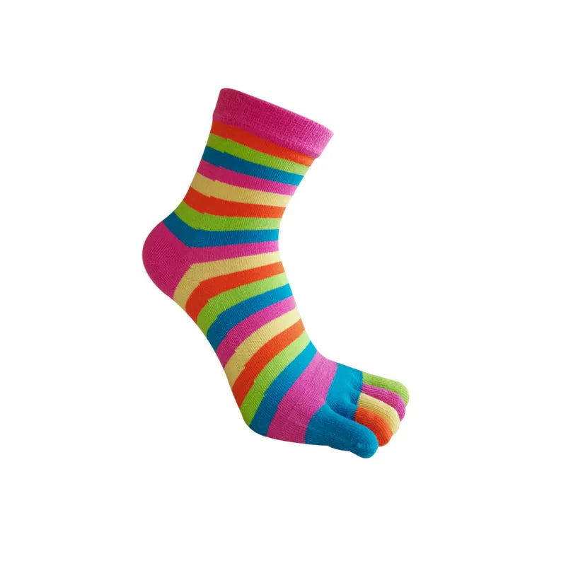 Cute Short Toe Socks Women Girl Cotton Striped Cat Love Fashion Sweat-Absorbing Anti-Bacterial Breathable Warm Five Finger Socks