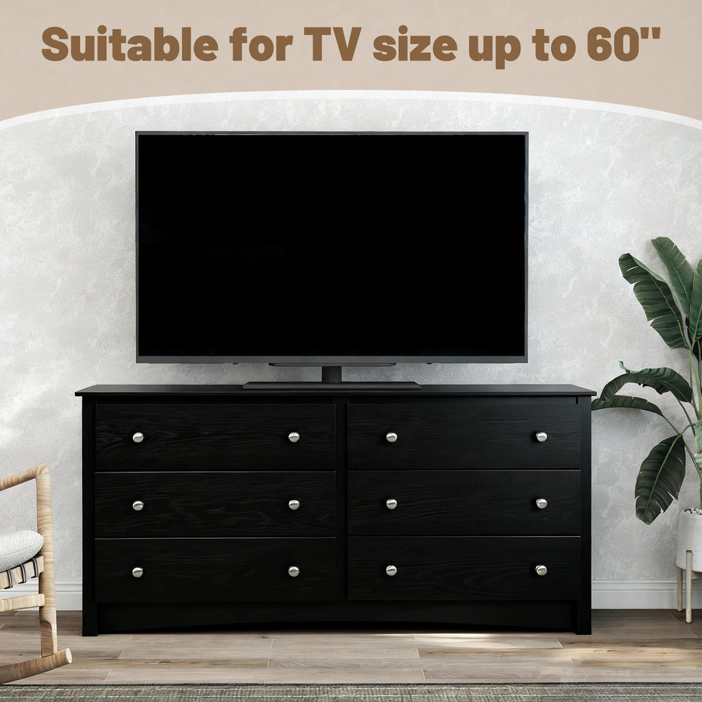 JHK 59IN Wood 6 Dresser Drawers Cabinet for Living